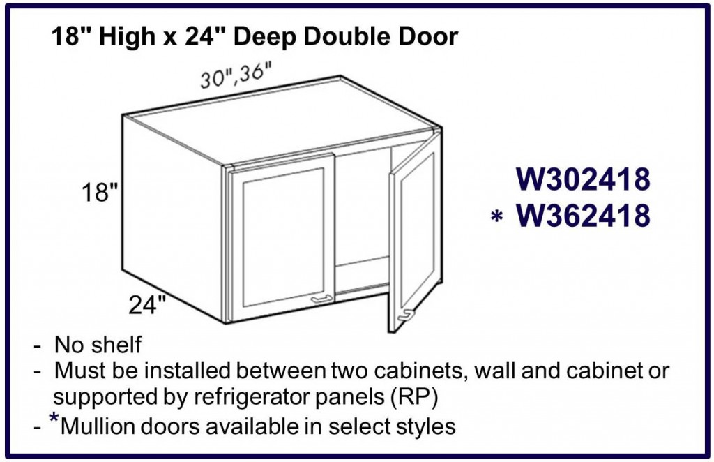 18" high x 24" deep double door wall cabinet