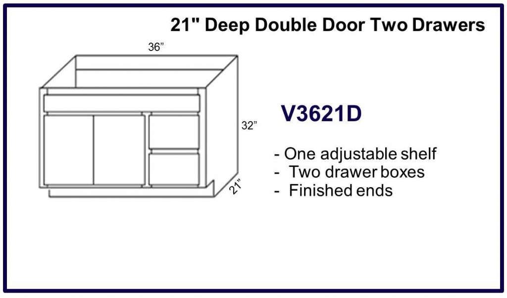 21" deep double door 2 drawer cabinet