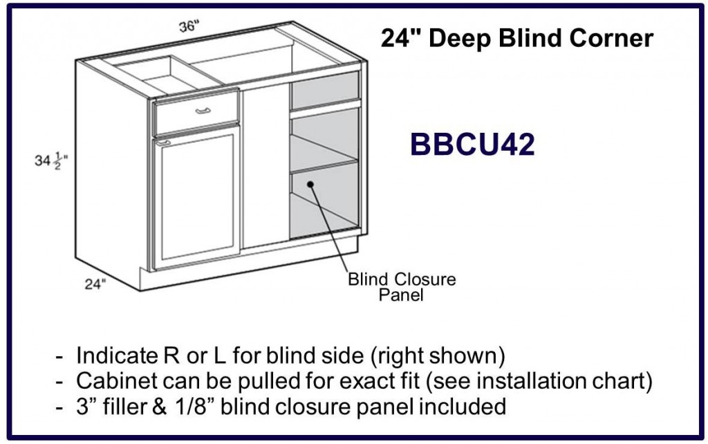 24" deep blind corner base cabinet