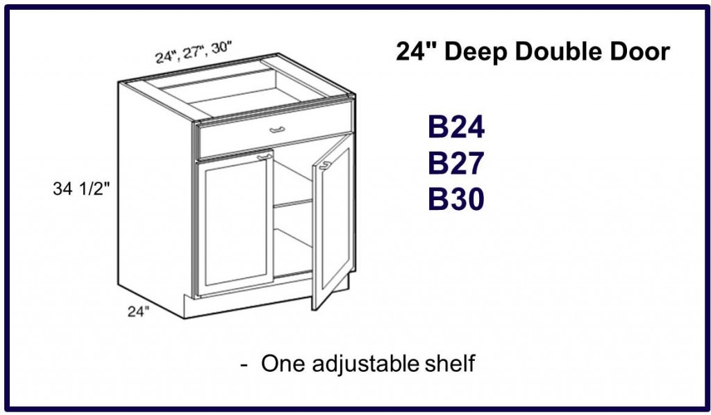 24" deep double door base cabinet