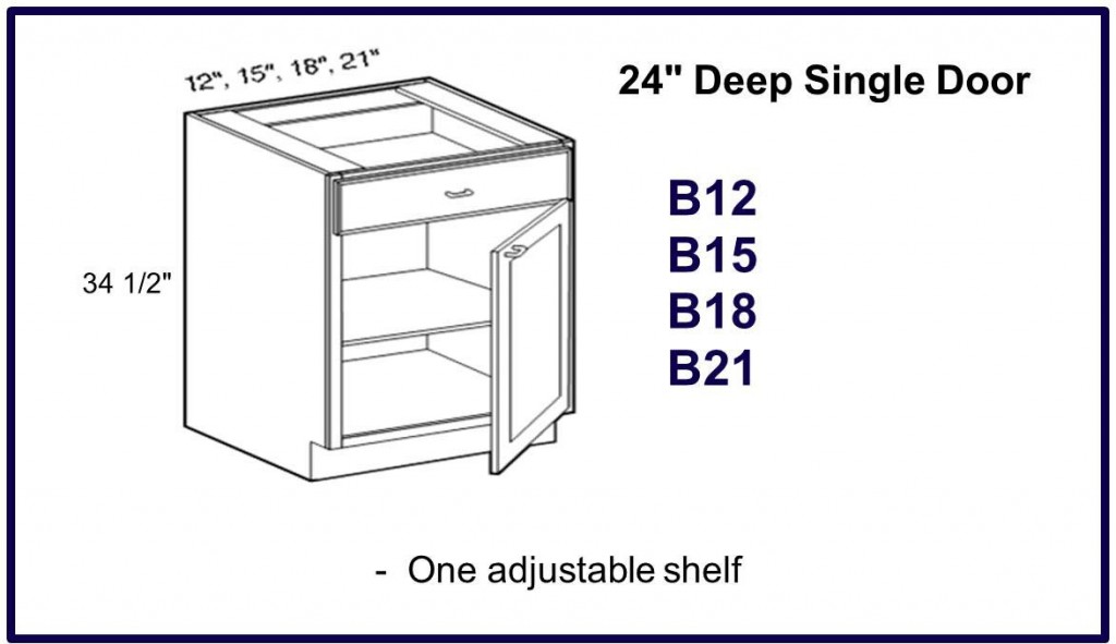 24" deep single door base cabinet