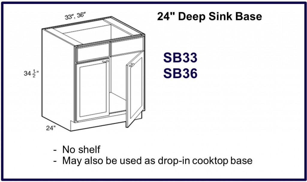 24" x 33" & 36" deep base sink cabinet