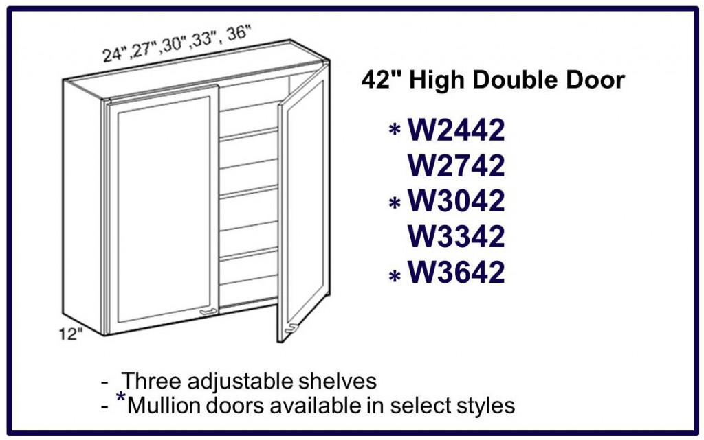 42" high double door wall cabinet