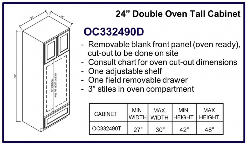 90" high double oven cabinet