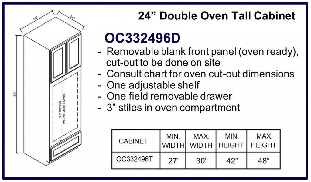 96" high double oven cabinet