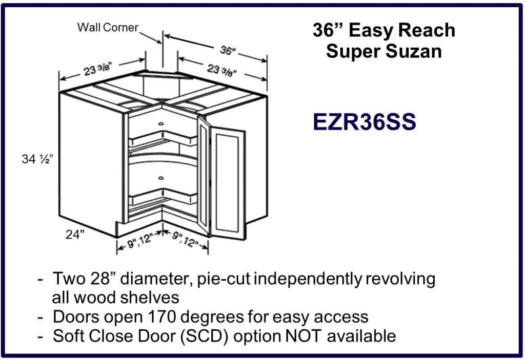 36" deep lazy susan corner base cabinet